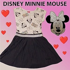 🌼 Disney Mini Mouse 🌼 Girls pleated Dress 6X / Charcoal grey/sparkly sequins